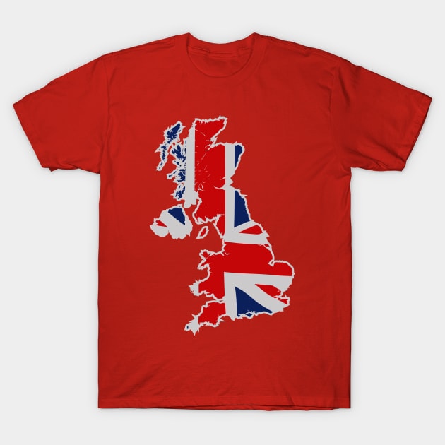 Great Britain (White Outline) T-Shirt by Sharkshock